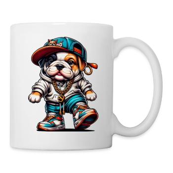 Cute Hip Hop Bulldog Puppy Streetwear Dog Merch - Mug - white - Right