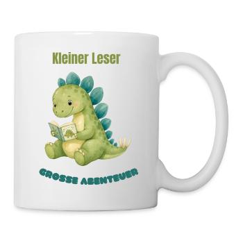 Kleiner Dino liest Abenteuer - Tasse - Weiß - Rechts