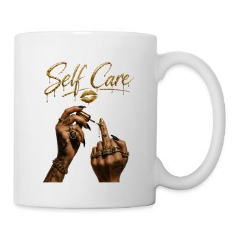 Self Care Mittelfinger Gold Drip Streetwear - Tasse - Weiß - Rechts