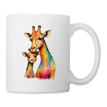 Giraffe mom with her offspring - Mug - white - Right