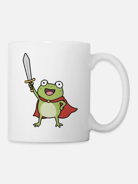 Frosch Ritter Umhang Schwert - Tasse - Weiß