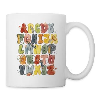 Colorful Watercolor Alphabet for Back to School - Mug - white - Right