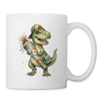 Lustiger Aquarell T-Rex für den Schulanfang - Tasse - Weiß - Rechts