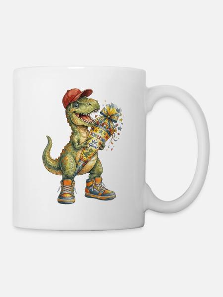 Cooler Aquarell T-Rex für den Schulanfang - Tasse - Weiß