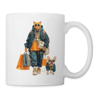 Chat glamour dans la jungle streetwear - Mug blanc - blanc - Droite