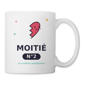 Moitié Nº2 Cœur Esquissé Rigolo - Mug blanc - blanc - Droite
