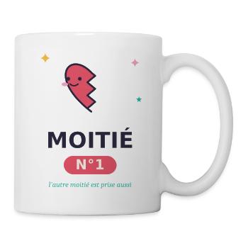 Moitié Coeur N°1 Sourire - Mug blanc - blanc - Droite
