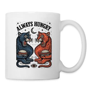 Immer Hungrig Katzenduo mit Burger - Tasse - Weiß - Rechts