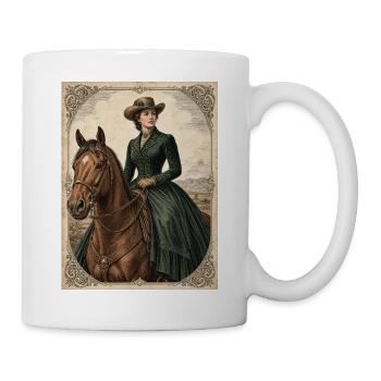 Frau im grünen Kleid im Schritt - Tasse - Weiß - Rechts