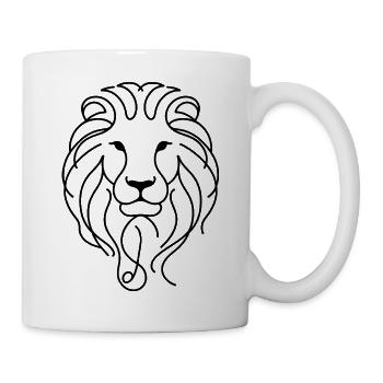 Löwenkopf One Line – süßes Löwenmotiv - Tasse - Weiß - Rechts