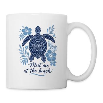 Retrouve-moi à la plage – Tortue dans le style Mandala - Mug blanc - blanc - Droite