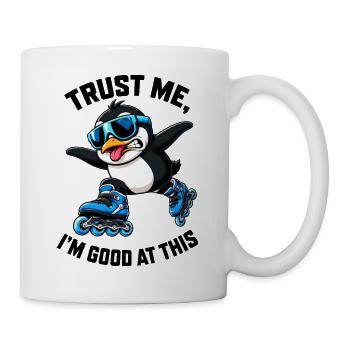 Cooler Pinguin Inline Skater Lustig Comic - Tasse - Weiß - Rechts