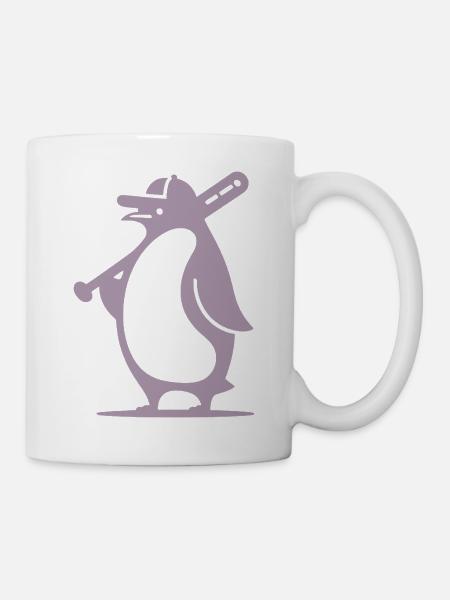 Pinguin Baseballspieler Silhouette - Tasse - Weiß