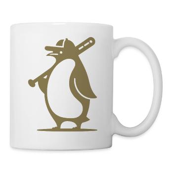 Pinguin Baseballspieler Silhouette - Tasse - Weiß - Rechts