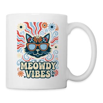 Meowdy Vibes Retro Katze - Tasse - Weiß - Rechts