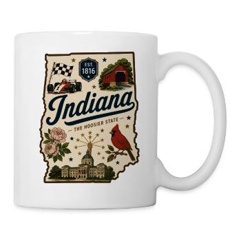 Indiana Hoosier State Vintage-Reiseaufkleber - Tasse - Weiß - Rechts