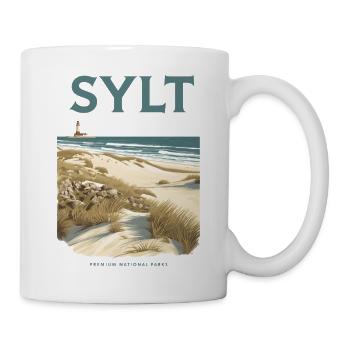 Sylt Premium | Vintage Beach Poster - Tasse - Weiß - Rechts