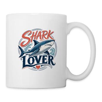 Shark Lover - T-Shirt für Hai-Fans - Tasse - Weiß - Rechts