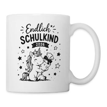 Endlich Schulkind 2026 Einhorn - Tasse - Weiß - Rechts