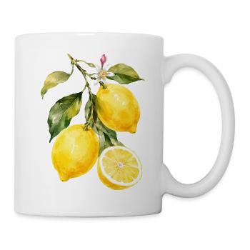 Zitronen Aquarell Motiv - Tasse - Weiß - Rechts