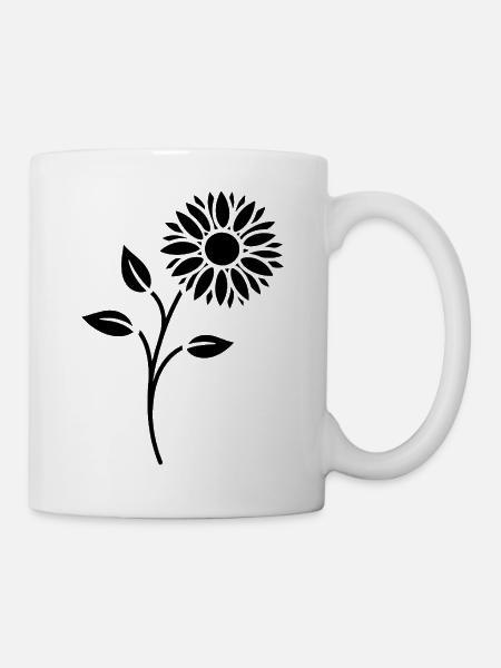 Flowers Silhouette Abstract Blossom Art - Mug - white