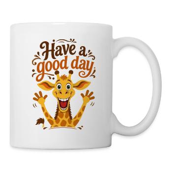 Hab einen schönen Tag – Verspielte Giraffen-Illustration - Tasse - Weiß - Rechts