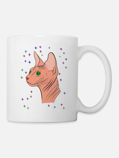 Sphynx mit Sternen - Tasse - Weiß