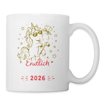 Einhorn Schulkind 2026 Erstschultag - Tasse - Weiß - Rechts
