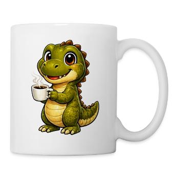 Dino mit Kaffee - Tasse - Weiß - Rechts