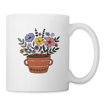 Blumen im Terrakotta-Topf - Tasse - Weiß - Rechts