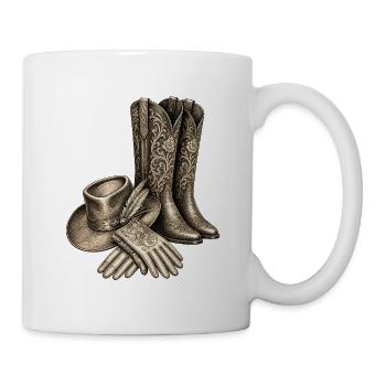Verzierte Westernstiefel - Tasse - Weiß - Rechts