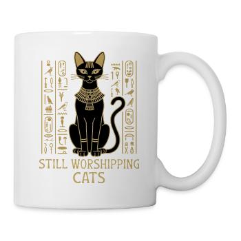 Katzen immer noch verehren – Ägyptische Katzen-Hieroglyphen - Tasse - Weiß - Rechts