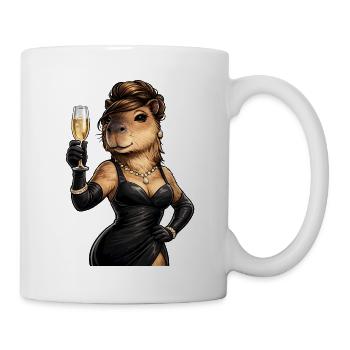 Elegante Capybara Dame mit Sektglas - Mug - white - Right