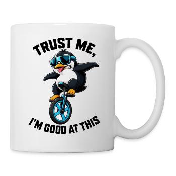 Cool penguin on unicycle funny saying - Mug - white - Right