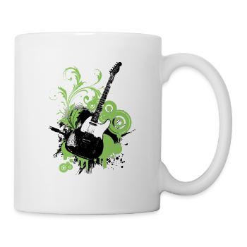 Grafische, florale grüne Gitarre - Tasse - Weiß - Rechts