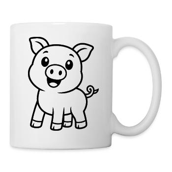 Motif animal cochon joyeux - Mug blanc - blanc - Droite