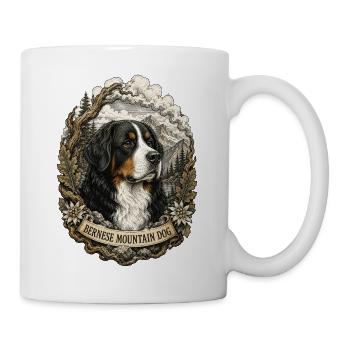 Bernese Mountain Dog Vintage Style with Mountain Landscape - Mug - white - Right
