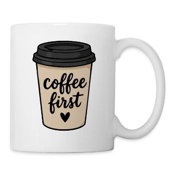 Coffee First Takeaway Cup Cute Sticker - Mug - white - Right