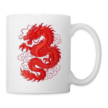 Red Asian Dragon Tattoo Design - Mug - white - Right
