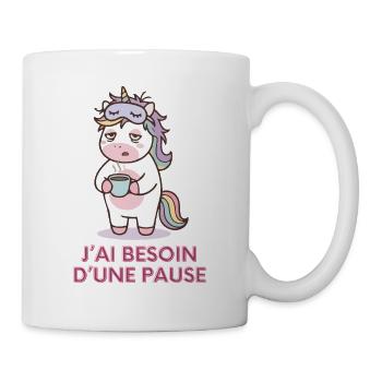 Licorne Fatiguée – Cadeau Humour - Mug blanc - blanc - Droite