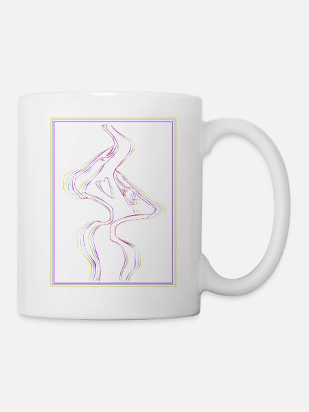 Embrasser des bouches dans un cadre arc-en-ciel - Mug blanc - blanc