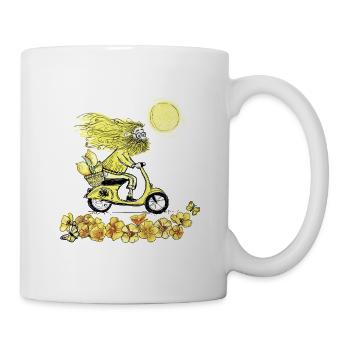 Monsieur Jaune à moto - Mug blanc - blanc - Droite