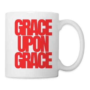 Grâce sur Grâce Typographie rouge Citation chrétienne - Mug blanc - blanc - Droite