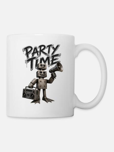 Roboter-Partyzeit - Tasse - Weiß