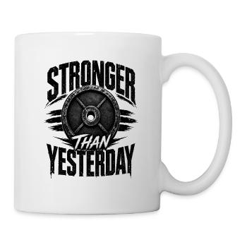 Stronger than Yesterday Bodybuilding Saying - Mug - white - Right