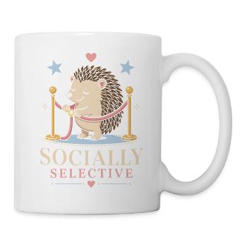 Socially selective hedgehog with humor - Mug - white - Right