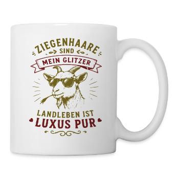 Ziege mit Glitzer: Luxus Landleben - Tasse - Weiß - Rechts