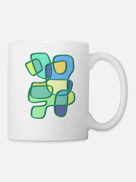 Patchwork Farbspiel Konturkunst - Tasse - Weiß