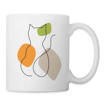 Lineart cat with pastel shapes - Mug - white - Right