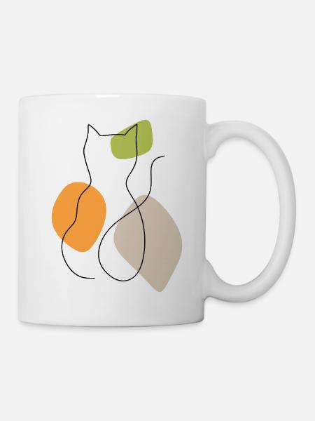 Lineart Katze mit Pastellformen - Tasse - Weiß